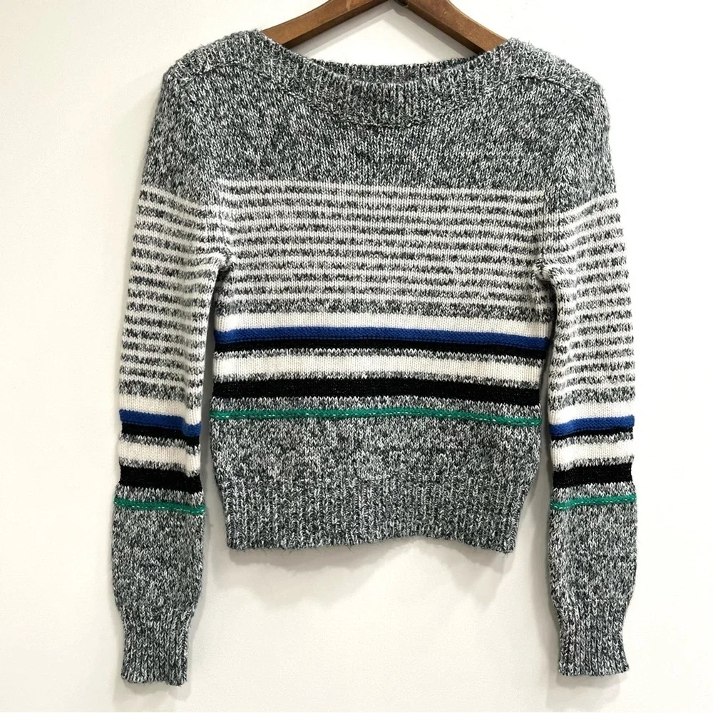 See by Chloe Striped Nightfall Green Sweater Designer Metallic Women’s Medium